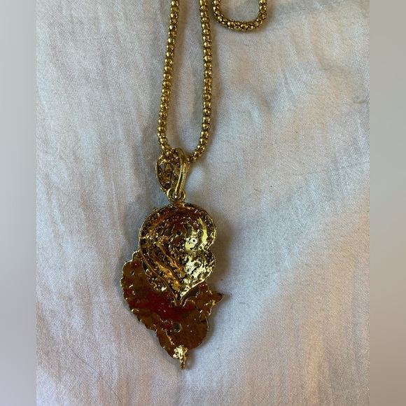 Paisley Jeweled Pendant Necklace Bollywood Blue Stones Faux Pearls - Picture 4 of 9